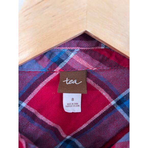 Tea Collection Red and Blue Flannel Shirt, Size 8 - Picture 5 of 7